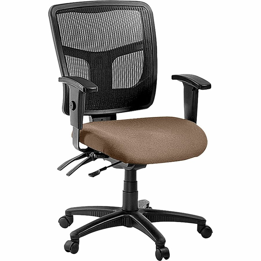Lorell ErgoMesh Series Managerial Mid-Back Chair - Fuse Malted Seat Color - Fabric Seat Material - Black Back Color - Black Frame Color - 5-star Base - 1 Each