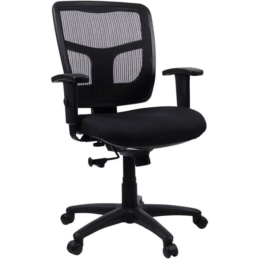 Lorell Ergomesh Managerial Mesh Mid-back Chair - Black Seat Color - Fabric Seat Material - Black Back Color - Black Frame Color - 5-star Base - Black - 1 Each