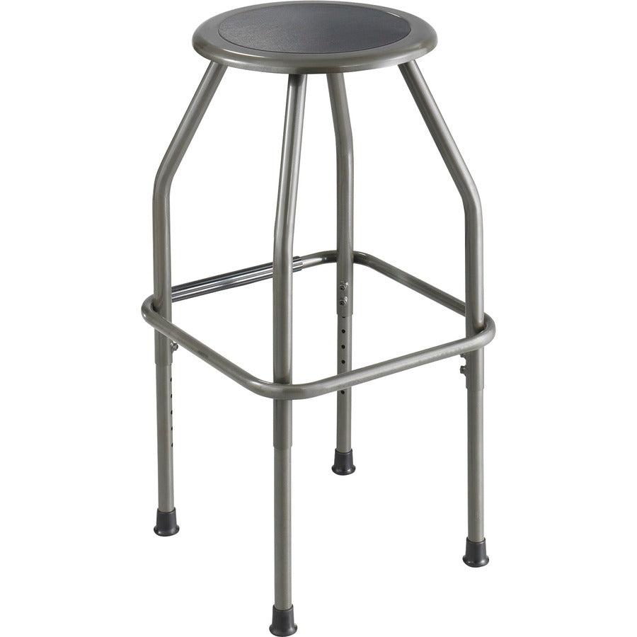 Safco Adjustable Height Diesel Stool Trolley - Polyurethane Seat Material - Powder Coated Frame Color - Steel Frame Material - Four-legged Base - Pewter - 1 Each
