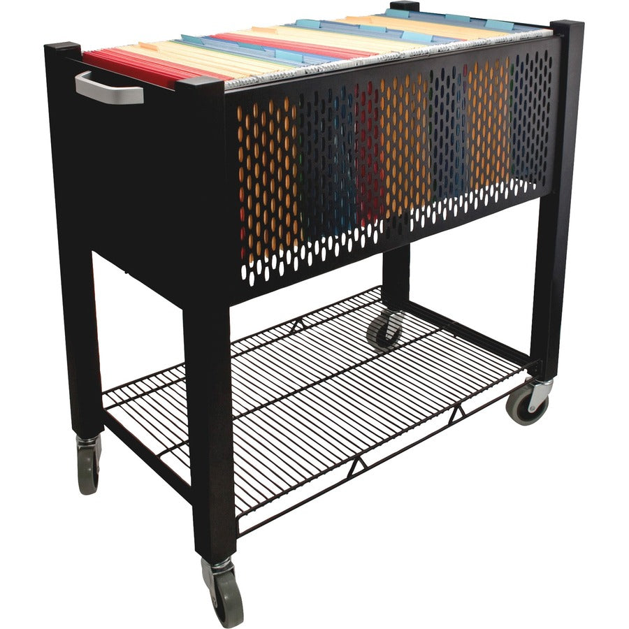 Vertiflex InstaCart Open Top File Cart - 4 Casters - 2.75" Caster Size - Steel - 27" Width x 14" Depth x 28" Height - Black - 1 Each