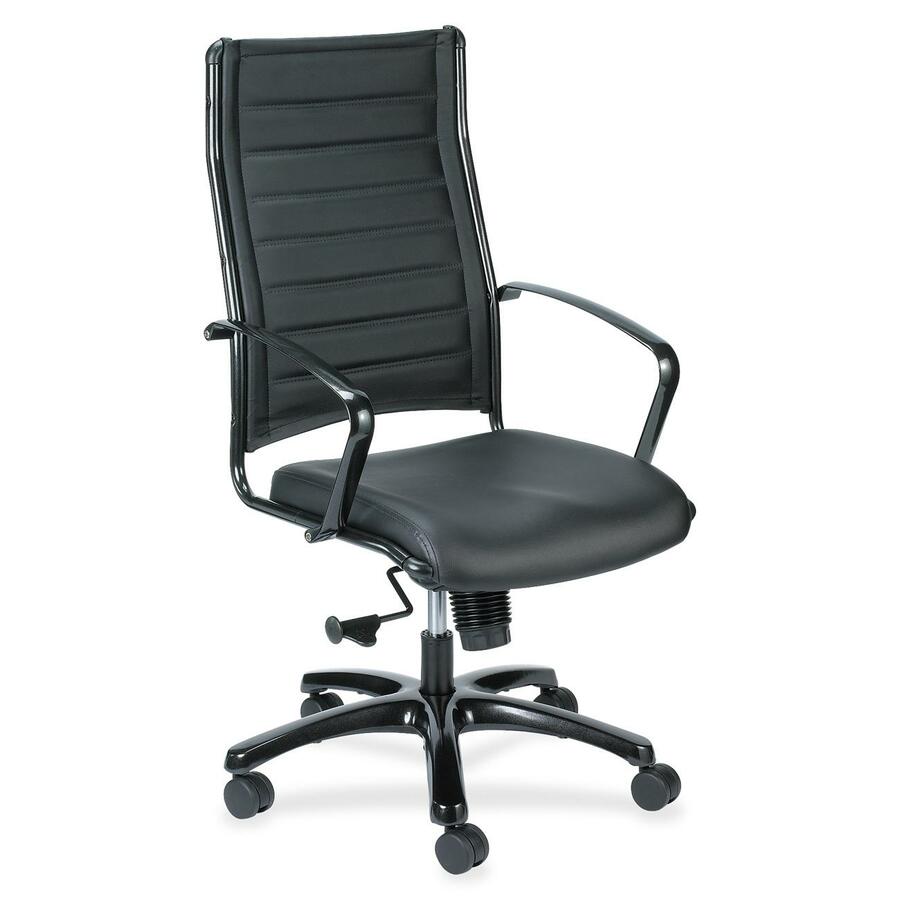 Eurotech Europa Titanium Frame Executive Chair - Black Seat Color - Leather Seat Material - Black Back Color - Leather Back Material - Titanium Frame Color - 5-star Base - 1 Each