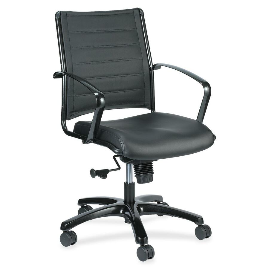 Eurotech Europa Titanium Frame Executive Chair - Black Seat Color - Leather Seat Material - Black Back Color - Leather Back Material - Titanium Frame Color - 5-star Base - 1 Each