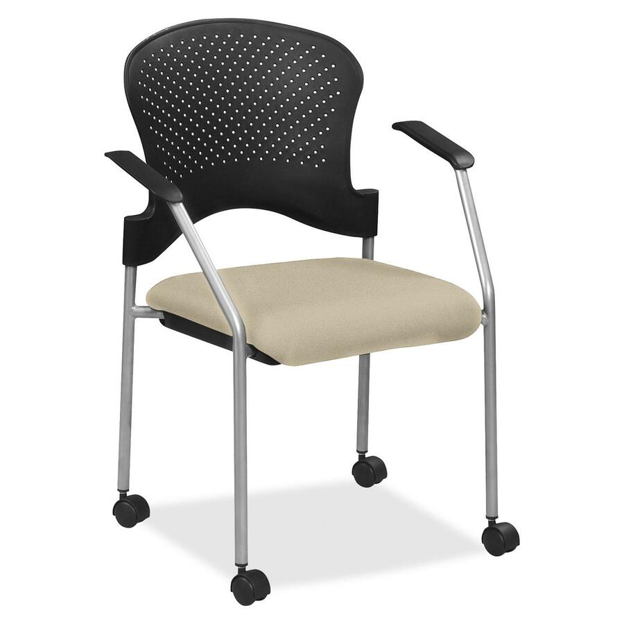 Eurotech breeze FS8270 Stacking Chair - Travertine Seat Color - Fabric Seat Material - Travertine Back Color - Gray Frame Color - Steel Frame Material - Four-legged Base - Shire Travertine - 1 Each