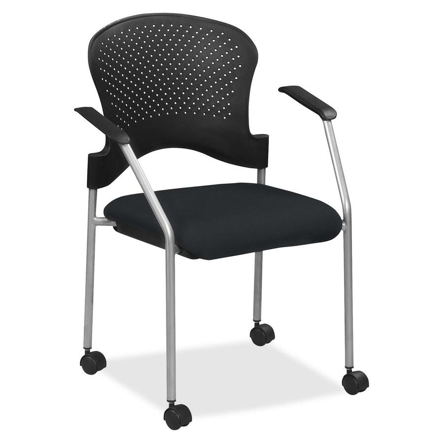 Eurotech breeze FS8270 Stacking Chair - Ebony Seat Color - Fabric Seat Material - Ebony Back Color - Gray Frame Color - Steel Frame Material - Four-legged Base - Insight Ebony - 1 Each