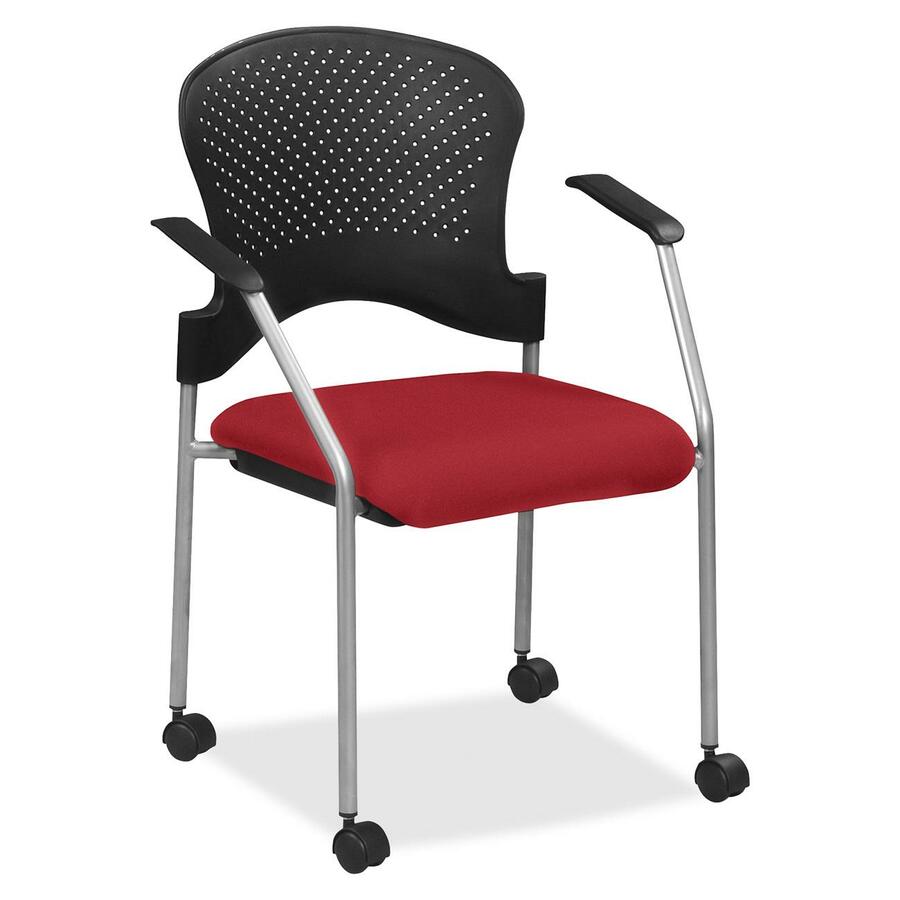 Eurotech breeze FS8270 Stacking Chair - Real Red Seat Color - Fabric Seat Material - Real Red Back Color - Gray Frame Color - Steel Frame Material - Four-legged Base - Insight Real Red - 1 Each