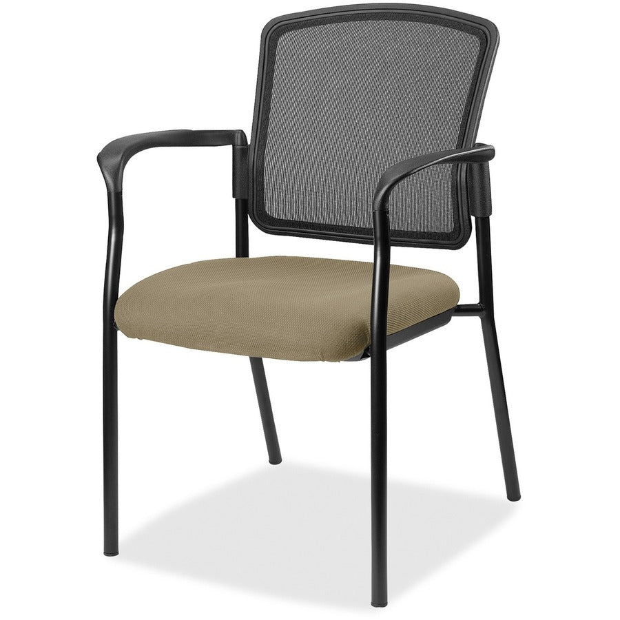 Lorell Mesh Back Stackable Guest Chair - Expo Latte Seat Color - Black Frame Color - 1 Each