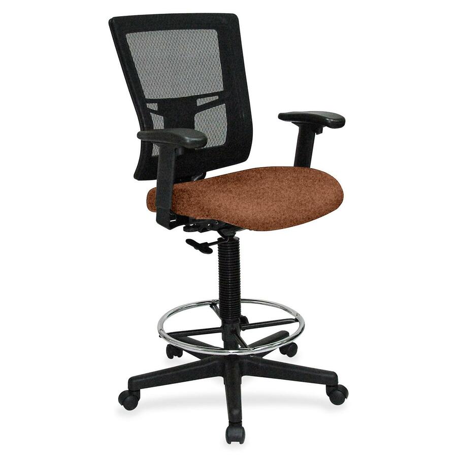 Lorell Mesh Back Drafting Stool - Canyon Nutmeg Seat Color - Vinyl Seat Material - Black Back Color - Mesh Back Material - Black Frame Color - Mid Back - 5-star Base - Armrest - 1 Each