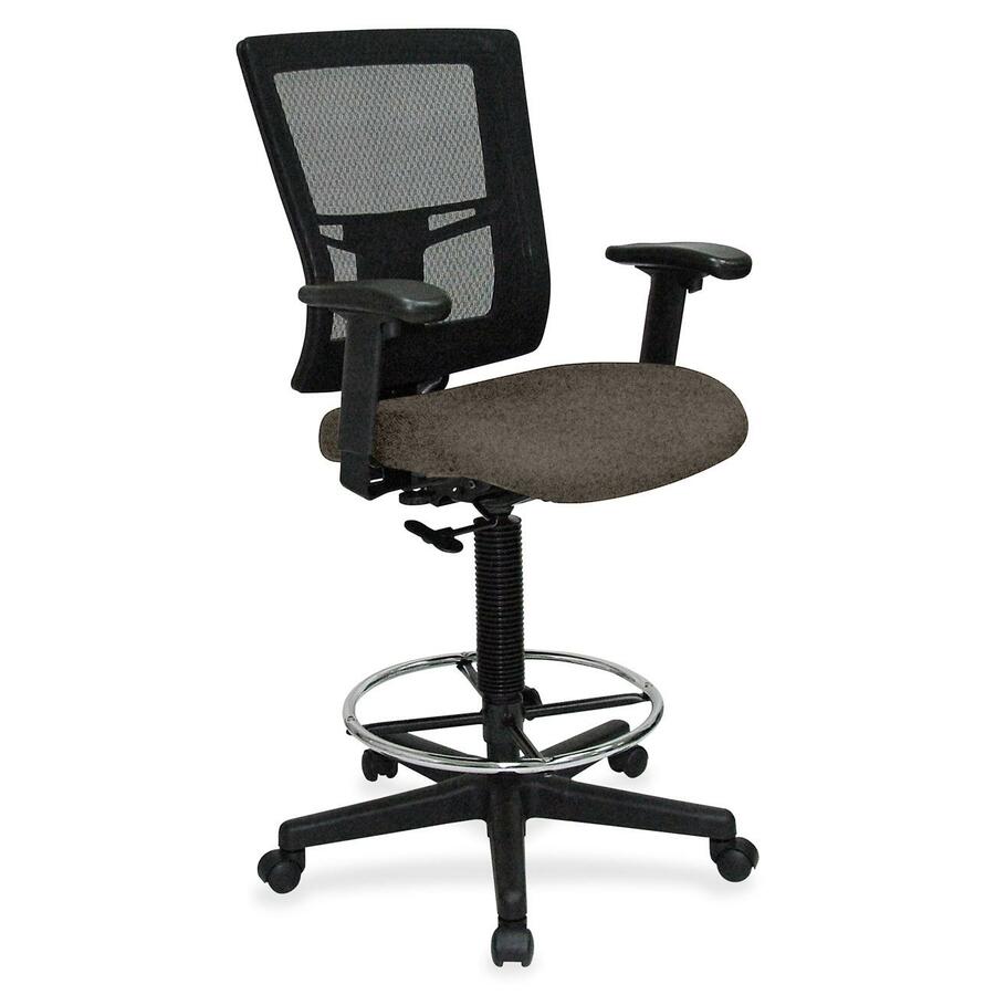 Lorell Mesh Back Drafting Stool - Shire Stonewall Seat Color - Black Frame Color - 1 Each