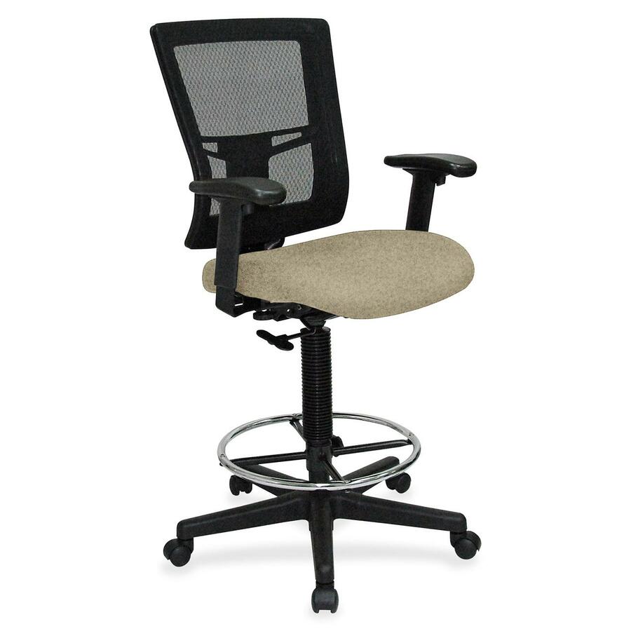 Lorell Mesh Back Drafting Stool - Forte Pumice Seat Color - Black Frame Color - 1 Each
