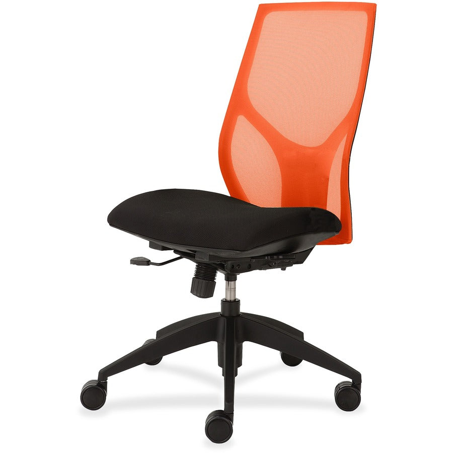 9 to 5 Seating Vault 1460 Armless Task Chair - Onyx Seat Color - Orange Back Color - 5-star Base - 1 Each