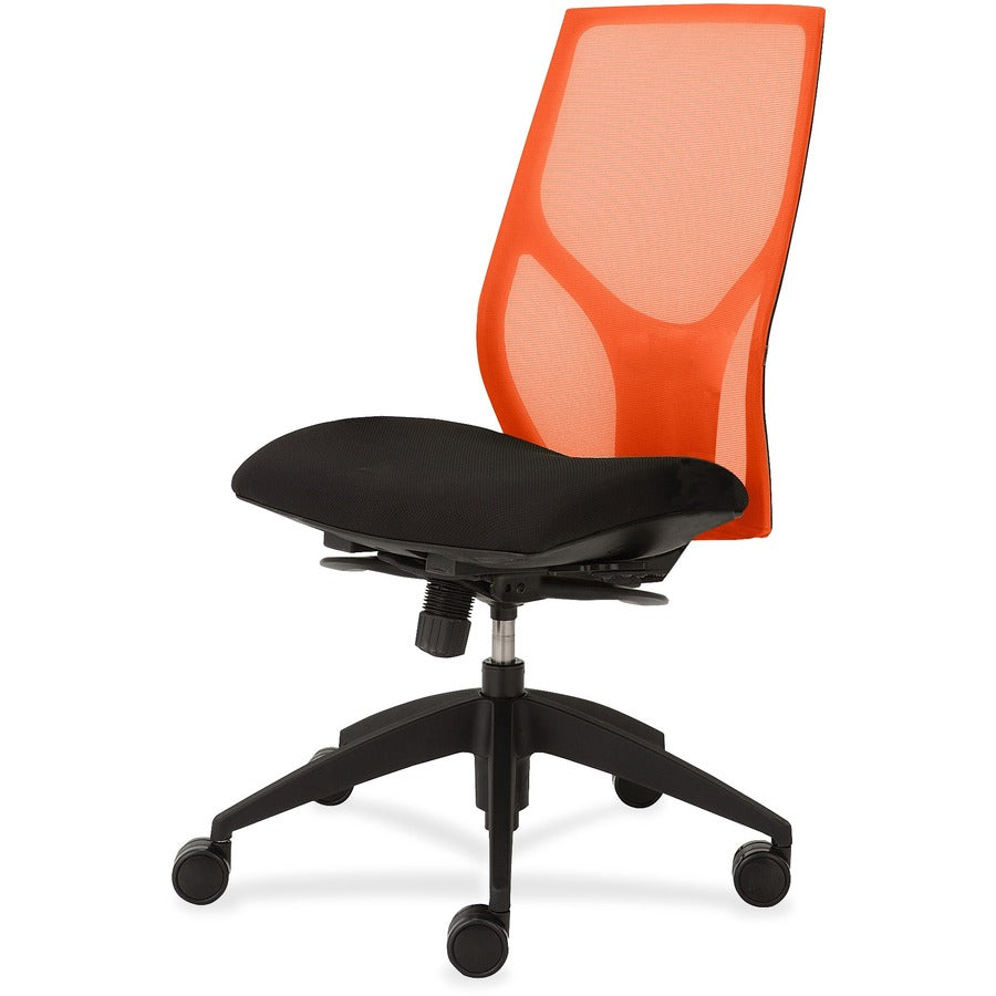 9 to 5 Seating Vault 1460 Armless Task Chair - Onyx Seat Color - Orange Back Color - 5-star Base - 1 Each