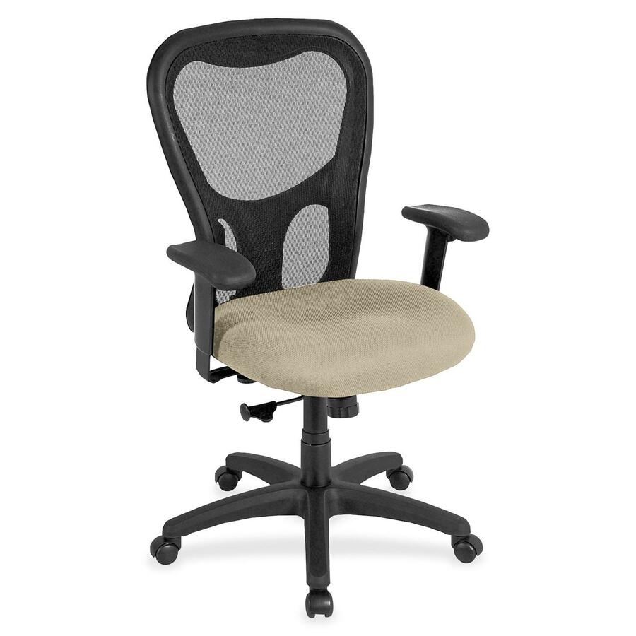 Eurotech Apollo Synchro High Back Chair - Travertine Seat Color - Fabric Seat Material - 5-star Base - Shire Travertine - 1 Each