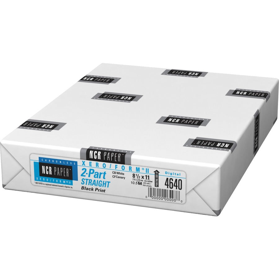 NCR Paper Xero/Form II Carbonless Paper Sheets - White/Yellow - Punched - Letter - 8 1/2" x 11" - Smooth - Pre-punched, Flexible, Precollated - White, Canary - 2/Set - 1 Pack