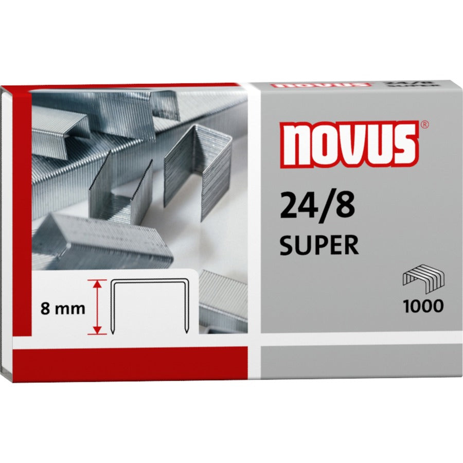 Novus 24/8 Super Premium Staples - 5/16" Leg - Silver - Steel - 1000 / Carton