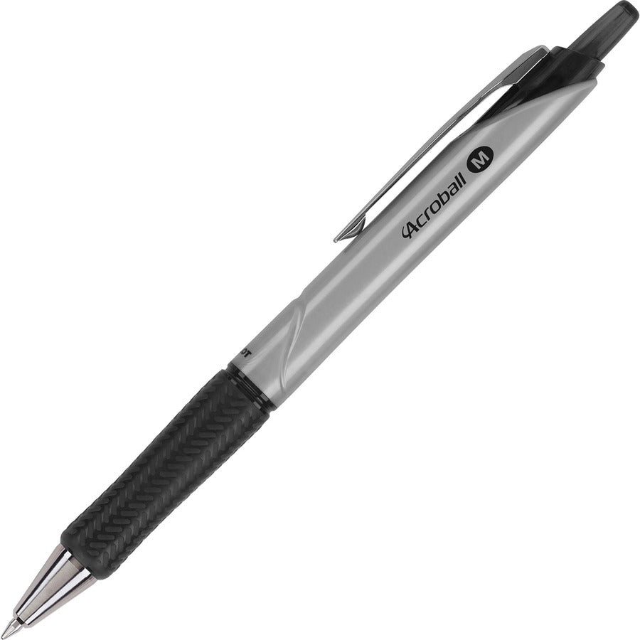 Pilot Hybrid Ink Ballpoint Pen - Refillable - Retractable - Black Ink - Advanced Ink - Silver Barrel - Tungsten Carbide Tip - 12 / Dozen