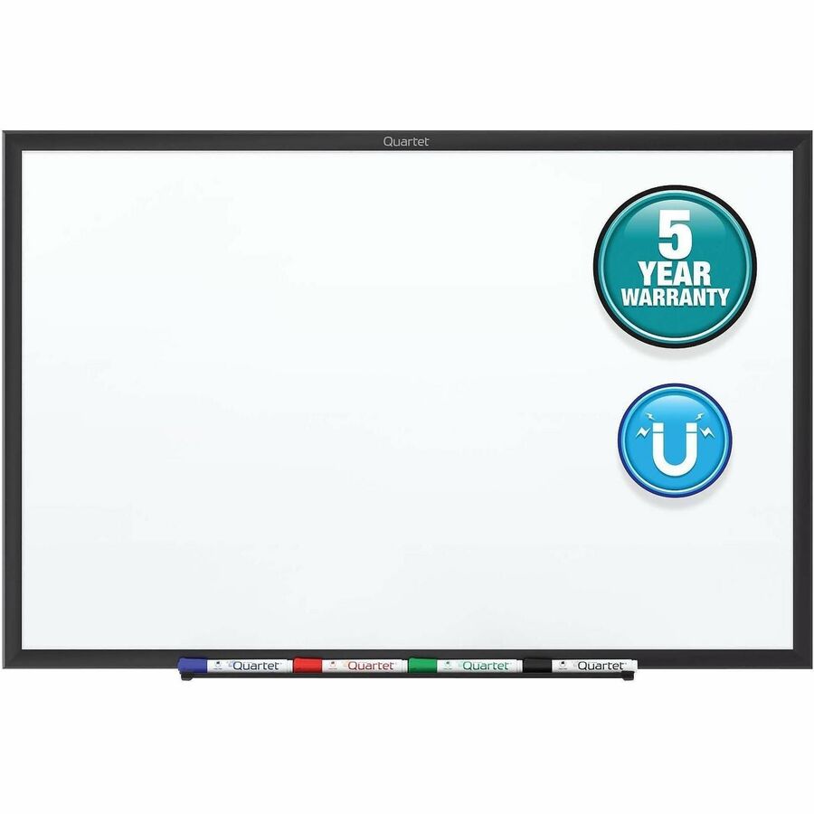 Quartet Classic Magnetic Whiteboard - 24" (2 ft) Width x 18" (1.5 ft) Height - White Painted Steel Surface - Black Aluminum Frame - Horizontal/Vertical - Magnetic - 1 Each