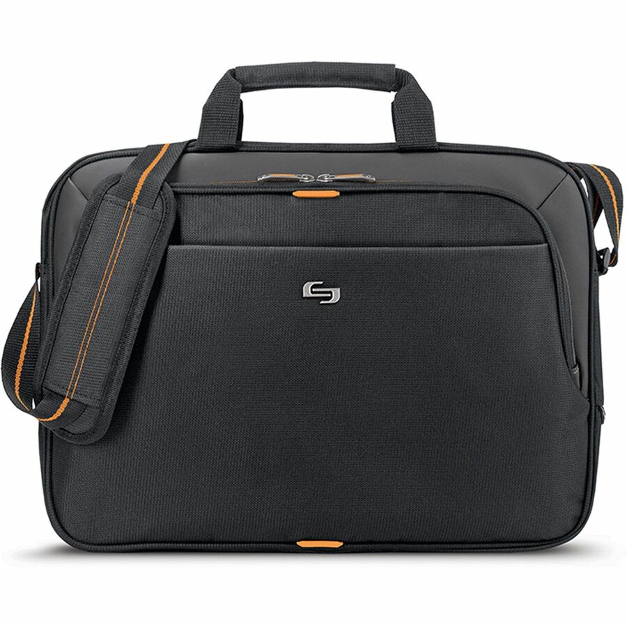 Solo Carrying Case (Briefcase) for 15.6" iPad Notebook - Orange, Black - Polyester Body - Handle, Shoulder Strap - 11.8" Height x 16" Width x 2" Depth - 1 Each