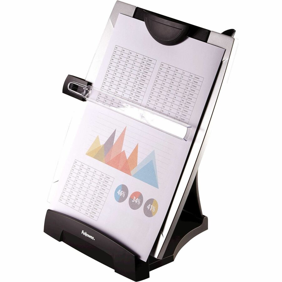 Fellowes Office Suites Memo Board Desktop Copyholder - 15" Height x 10.3" Width x 6" Depth - Black, Silver