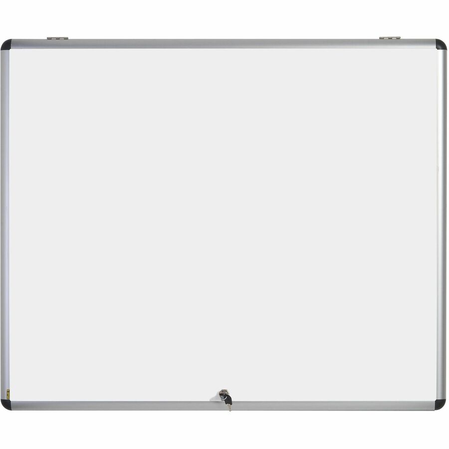 MasterVision SlimLine Enclore Hinged Magnetic Indoor Glazed Case - 42.99" Board Height x 35.55" Board Width - Black Lacquered Steel Surface - Lightweight, Magnetic - Aluminum Frame - 45" Height x 37.5" Width - 1 Each