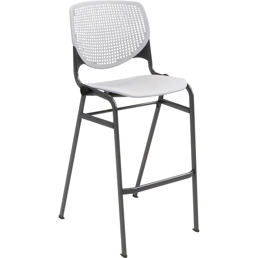 KFI Barstool with Polypropylene Seat and Back - Light Gray Seat Color - Polypropylene Seat Material - Light Gray Back Color - Polypropylene Back Material - Silver Frame Color - 1 Each