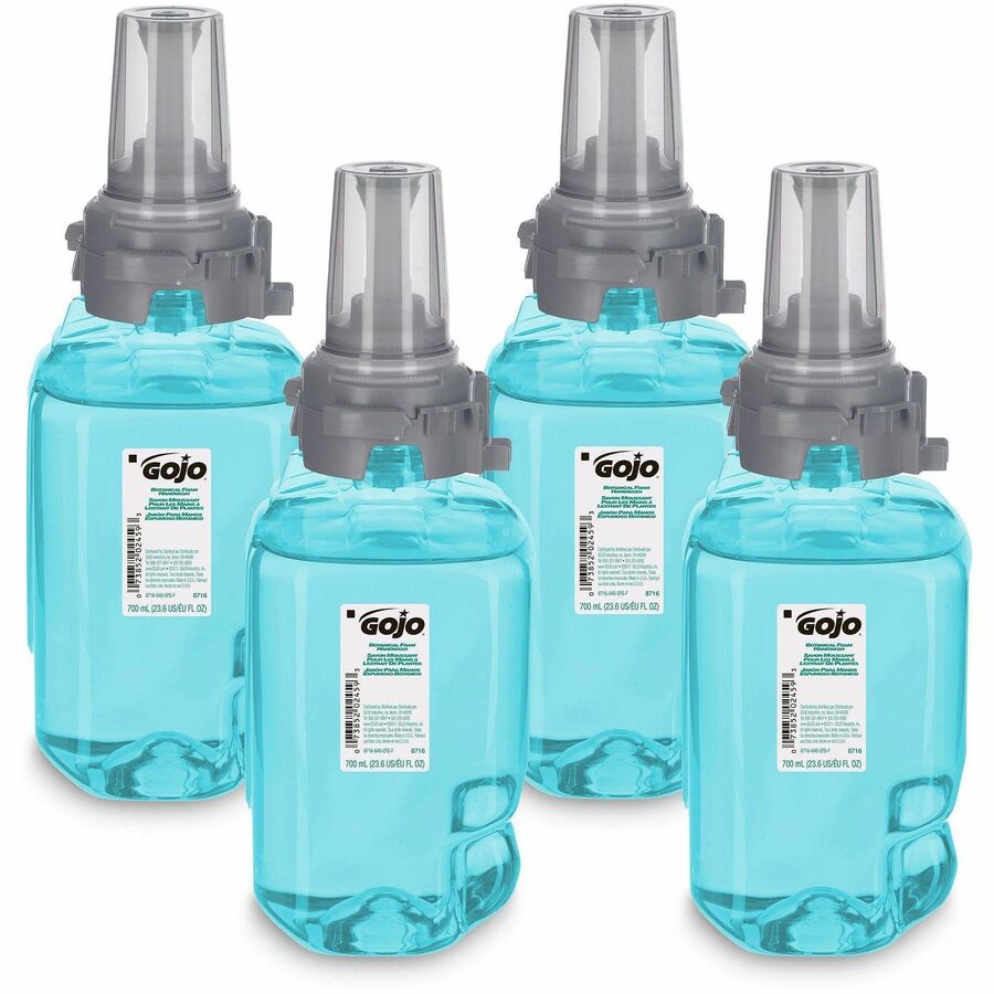 Gojo®, ADX-7 Dispenser Refill Botanical Foam Soap - Botanical Scent - 23.67 fl oz - Pump Bottle Dispenser - Skin, Hand - Moisturizing - Emerald Green - Rich Lather, Bio-based - 4 / Carton