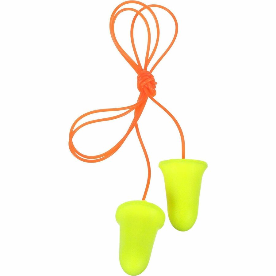 E-A-R soft FX Corded Earplugs - Noise Protection - Foam, Polyurethane - Yellow - Disposable, Corded - 2/Pair - 1 Box