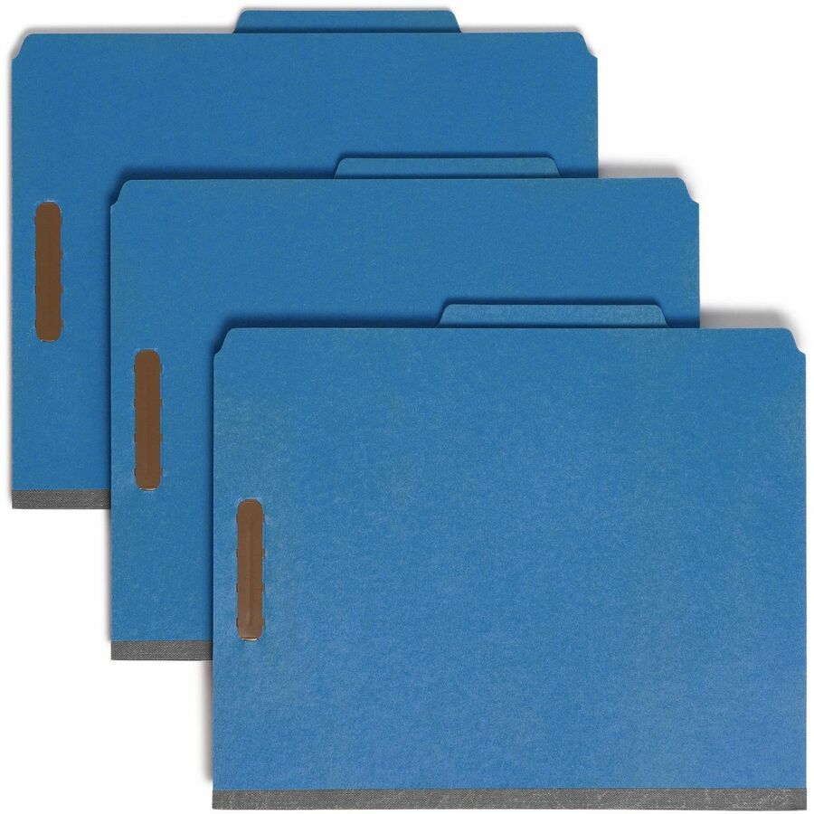 Smead 2/5 Tab Cut Letter Classification Folder - 8 1/2" x 11" - 2" Expansion - 2 x 2K Fastener - 2" Fastener Capacity - Top Tab Location - Right of Center Tab Position - 2 Divider - 25 pt. - Dark Blue - Heavyweight, Sturdy, Eco-friendly, Tear Resistant...