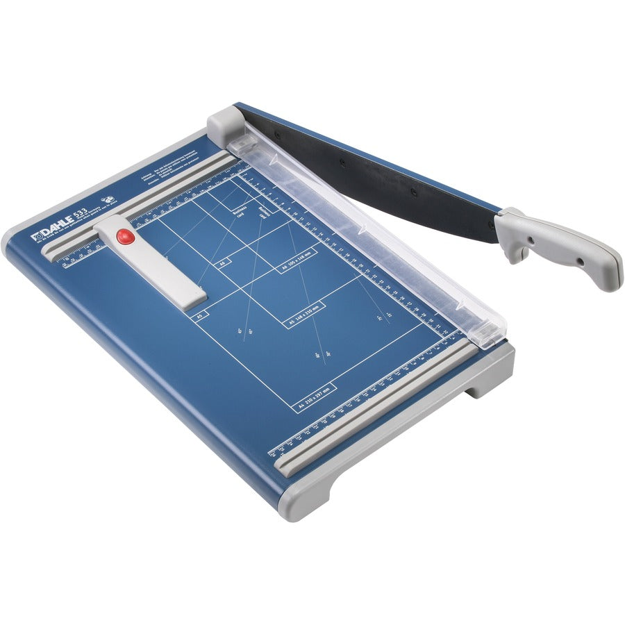 Dahle 533 Professional Guillotine Trimmer - 15 Sheet Cutting Capacity - 13" Cutting Length - 3" Height x 11.3" Width x 17.8" Length - Durable, Sturdy, Safety Guard, Self-sharpening, Ground Blade, Adjustable Alignment Guide, Non-slip Rubber Feet, Burr-f...