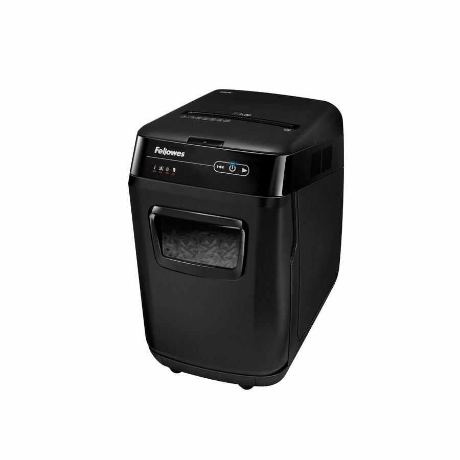Fellowes AutoMax 150C Hands Free Paper Shredder - Cross Cut - 150 Per Pass - for shredding Staples, Paper Clip, Credit Card, Paper, CD, DVD, Junk Mail - 0.156" x 1.500" Shred Size - P-4 - 11 ft/min - 9" Throat - 10 Minute Run Time - 25 Minute Cool Down...