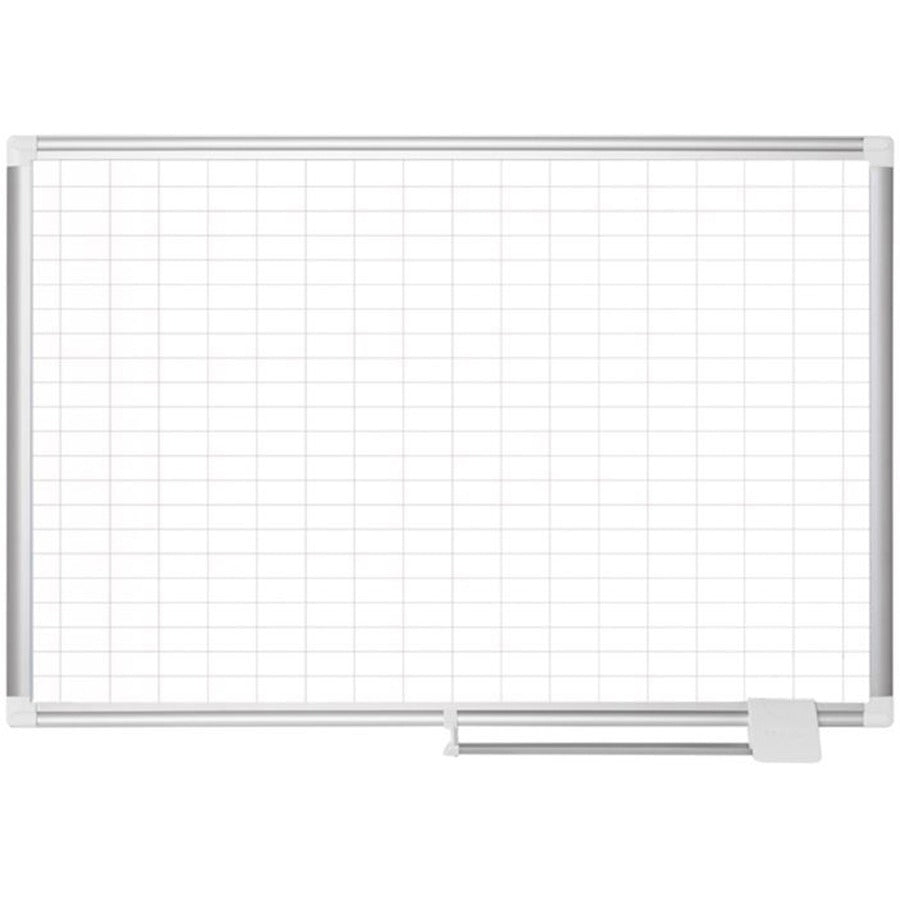 MasterVision 2" Grid Magnetic Gold Ultra Board Kit - 1" x 2" Block - White, Gold - Aluminum, Steel - 36" Height x 48" Width - 1 Each