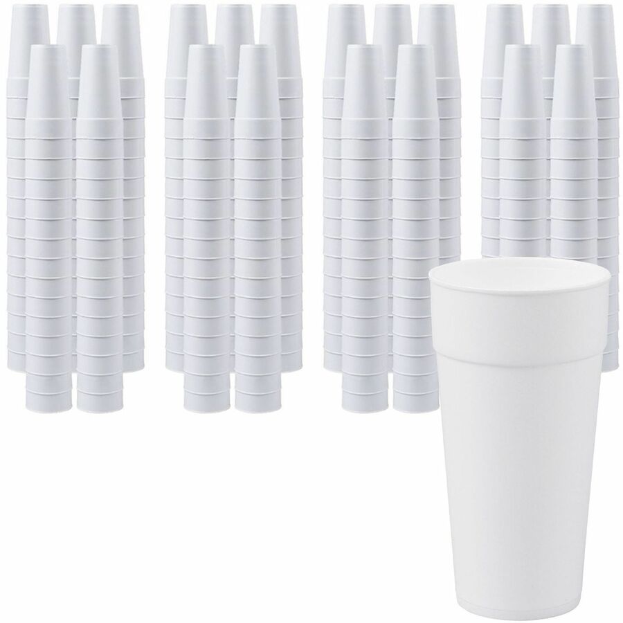 Genuine Joe 24 oz Foam Cups - 24 fl oz - White - Styrofoam - Hot Drink, Cold Drink - 300 / Carton