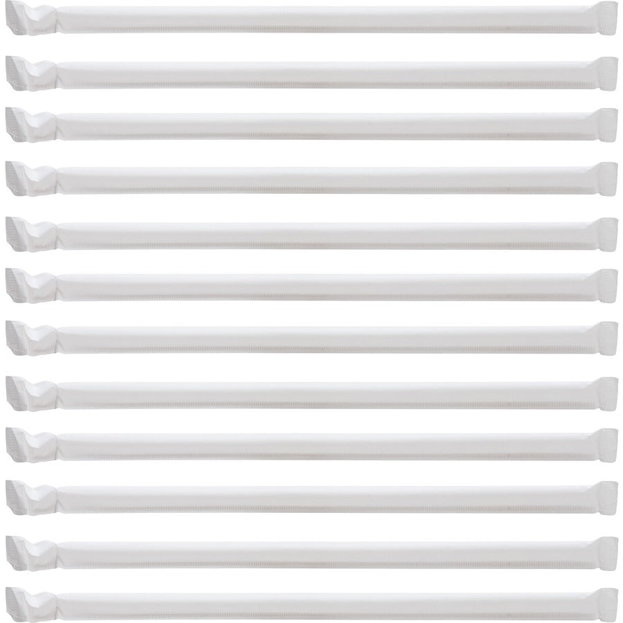 Genuine Joe Jumbo Translucent Straight Straws - 7.8" Length - Clear - 500/Box - 12 / Carton