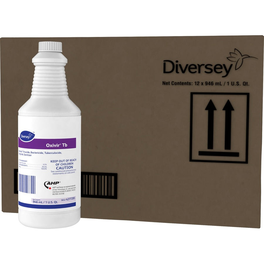 Diversey Oxivir Ready-to-use Surface Cleaner - For Hospital - Liquid - 32 fl oz (1 quart) - VOC-free, APE-free, Odorless - Clear - 12 / Carton