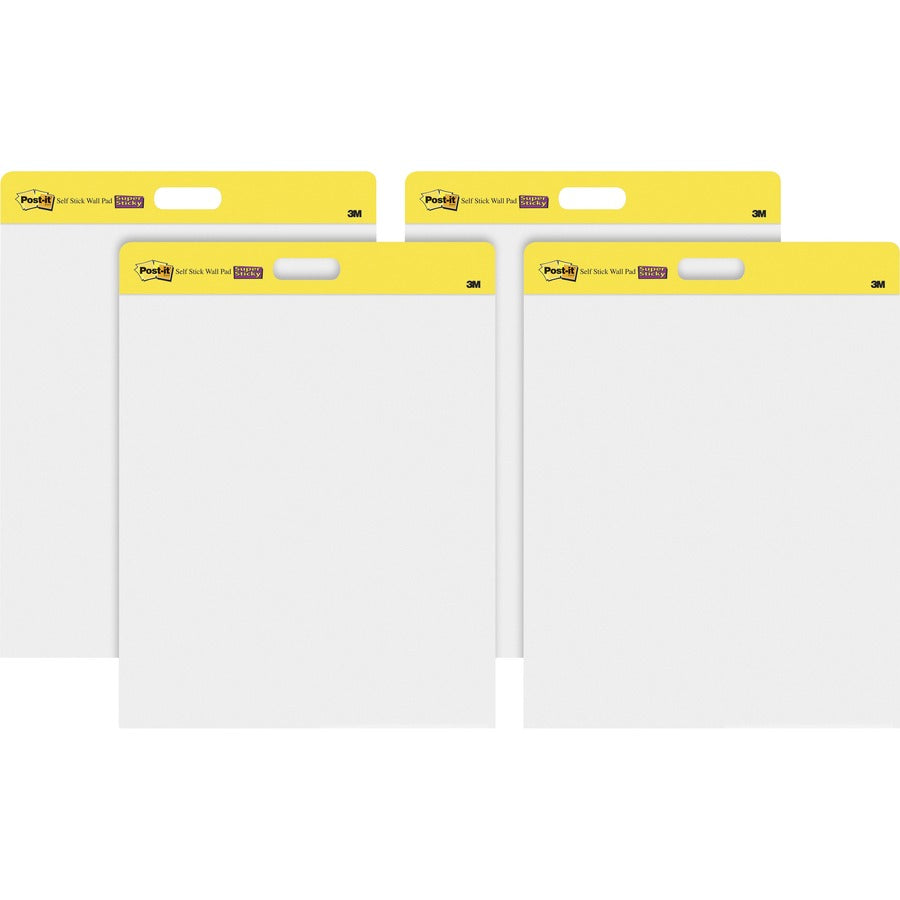 Post-it®, Self-Stick Wall Pads - 20 Sheets - Plain - Stapled - 18.50 lb Basis Weight - 20" x 23" Sheet Size - White Paper - Cardboard Cover - Self-adhesive, Repositionable, Bleed Resistant - 2/Pack - 2 / Carton