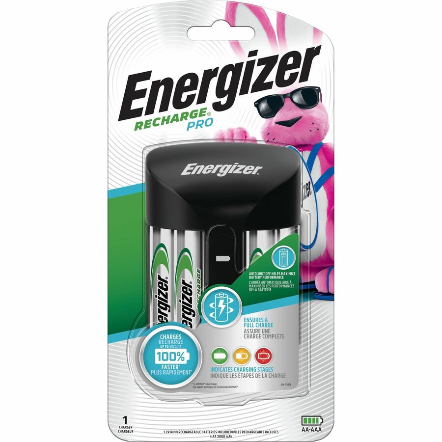 Energizer Recharge Pro AA/AAA Battery Charger - 3 Hour Charging - Supports 4 Batteries - Battery Size: AA, AAA - LED Indicator - 1 Each