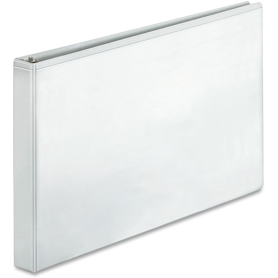 Business Source Tabloid-size Round Ring Reference Binder - 1" Binder Capacity - Tabloid - 11" x 17" Sheet Size - Fastener: Round Ring - White - Durable, Clear Overlay - 1 Each