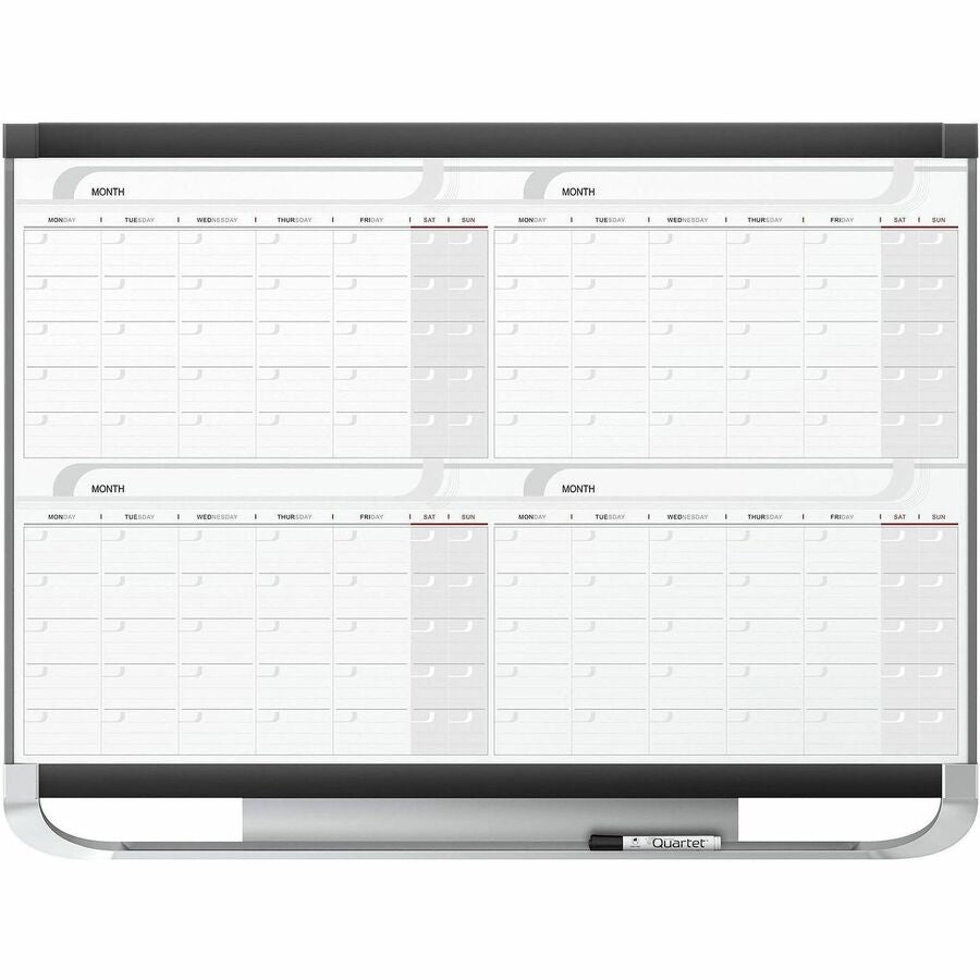 Quartet Prestige®, 2 Magnetic Four Month Calendar Board - Monthly - 4 Month - White, Graphite - Steel - 24" Height x 36" Width