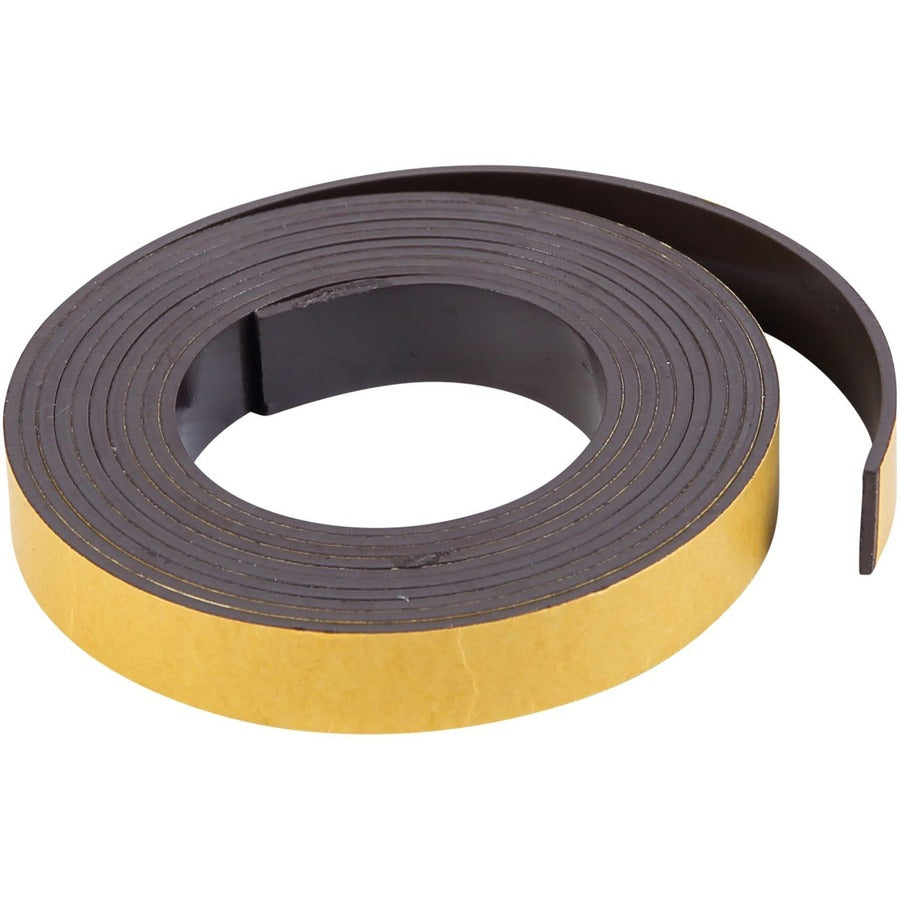 MasterVision 1/2"x7' Adhesive Magnetic Roll Tape - 7 ft Length x 0.50" Width - Black - For Picture, Business Card, Document, Labeling - 1 Each