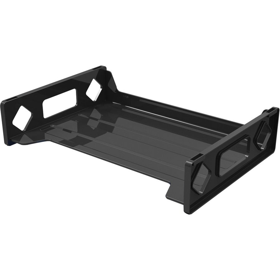 Deflecto Sustainable Office Stackable Desk Tray - 2.75" Height x 16.13" Width x 9" Depth - Desktop - Stackable, Sturdy, Eco-friendly, Durable - 30% Recycled - Black - Plastic - 1 Each