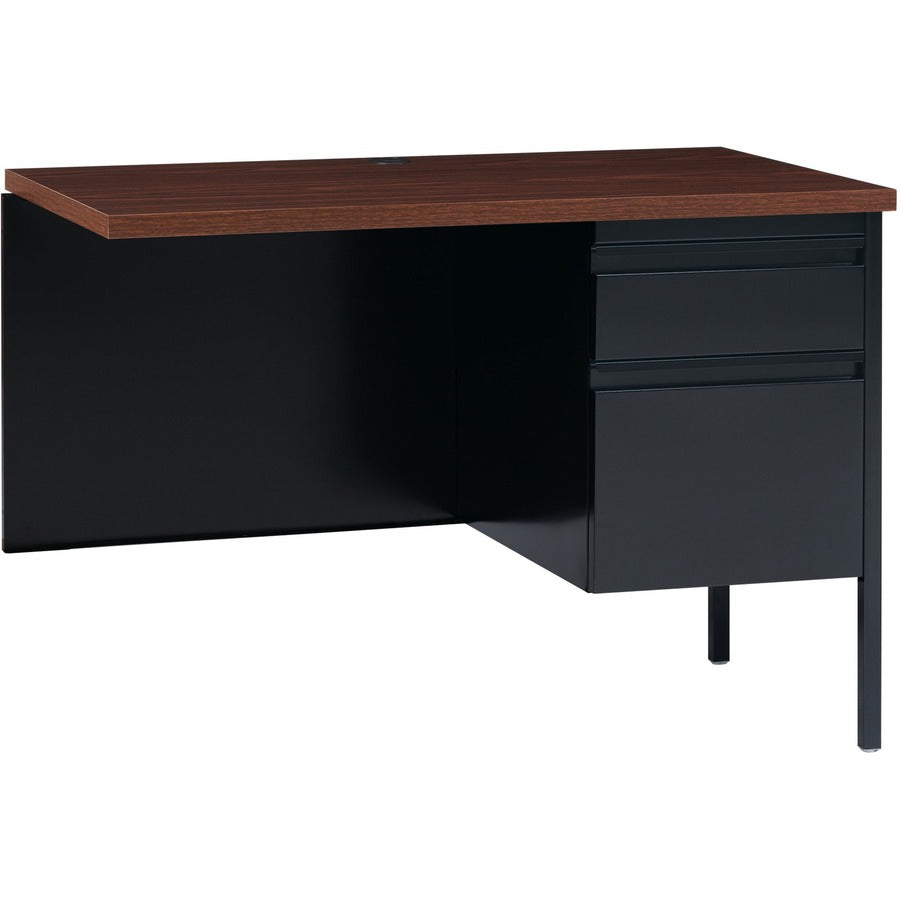 Lorell Fortress Series Right-Pedestal Return - Rectangle Top - 42" Table Top Width x 24" Table Top Depth x 1.12" Table Top Thickness - 29.50" Height - Office, File - Assembly Required - Black Walnut, Oak Laminate - Steel - 1 Each