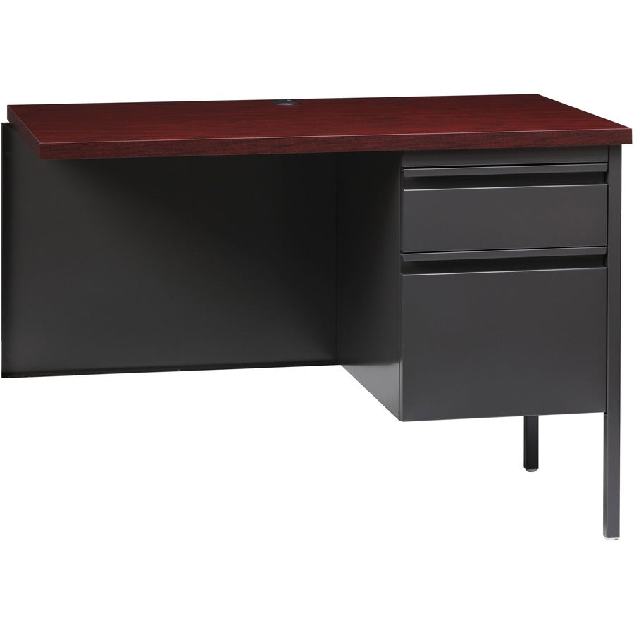 Lorell Fortress Series Right-Pedestal Return - Rectangle Top - 42" Table Top Width x 24" Table Top Depth x 1.12" Table Top Thickness - 29.50" Height - Office, File - Assembly Required - Laminated, Mahogany - Steel - 1 Each