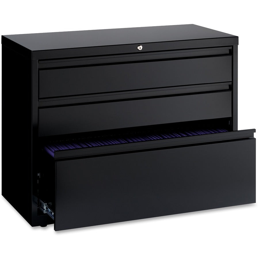 Lorell 36" Box/Box/File Lateral File Cabinet - 36" Width x 18.6" Depth x 28" Height - 3 x Drawer(s) for Box, File - A4, Legal, Letter - Lateral - Hanging Rail, Locking Drawer, Ball-bearing Suspension, Magnetic Label Holder, Interlocking, Durable, Reinf...