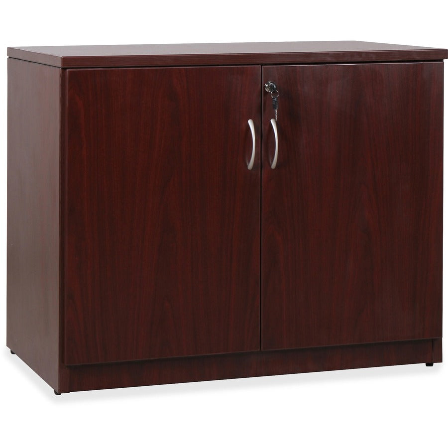 Lorell Essentials Series 2-Door Storage Cabinet - 36" Width x 22.5" Depth x 29.5" Height - 2 x Door(s) - Mahogany - Laminate - Melamine Faced Chipboard (MFC) - Assembly Required