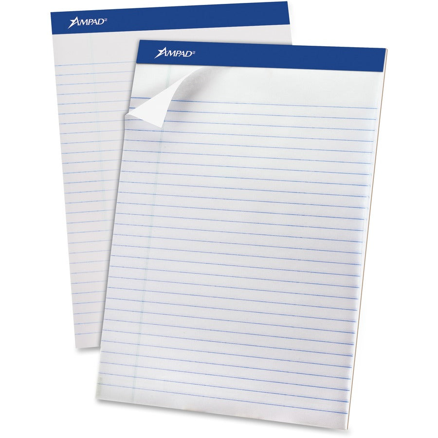 Ampad Legal Ruled Recycled Writing Pads - 50 Sheets - 0.34" Ruled - 15 lb Basis Weight - 8 1/2" x 11 3/4" Sheet Size - Environmentally Friendly, Perforated, Chipboard Backing, Rigid - 50 / Pack