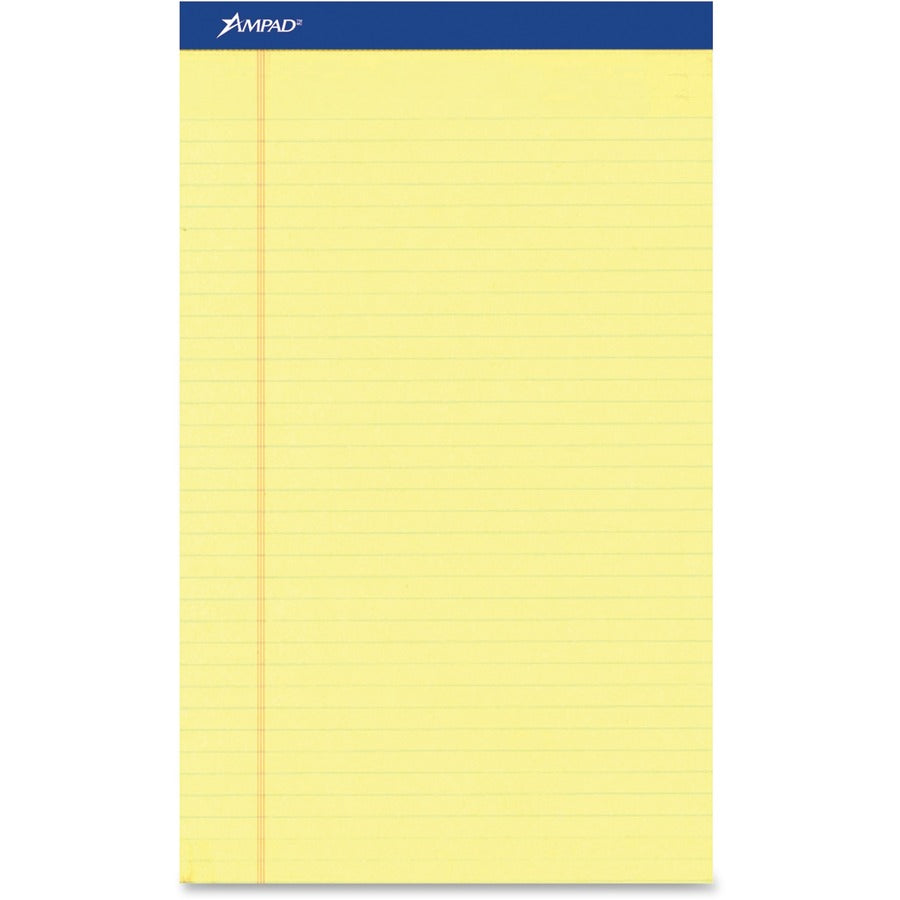 Ampad Perforated Ruled Pads - Letter - 50 Sheets - Stapled - 0.34" Ruled - Letter - 8 1/2" x 11" Sheet Size x 8.5" Width x 11.8" Length - Dark Blue Binding - Sturdy Back, Chipboard Backing, Perforated, Tear Resistant - 12 / Dozen