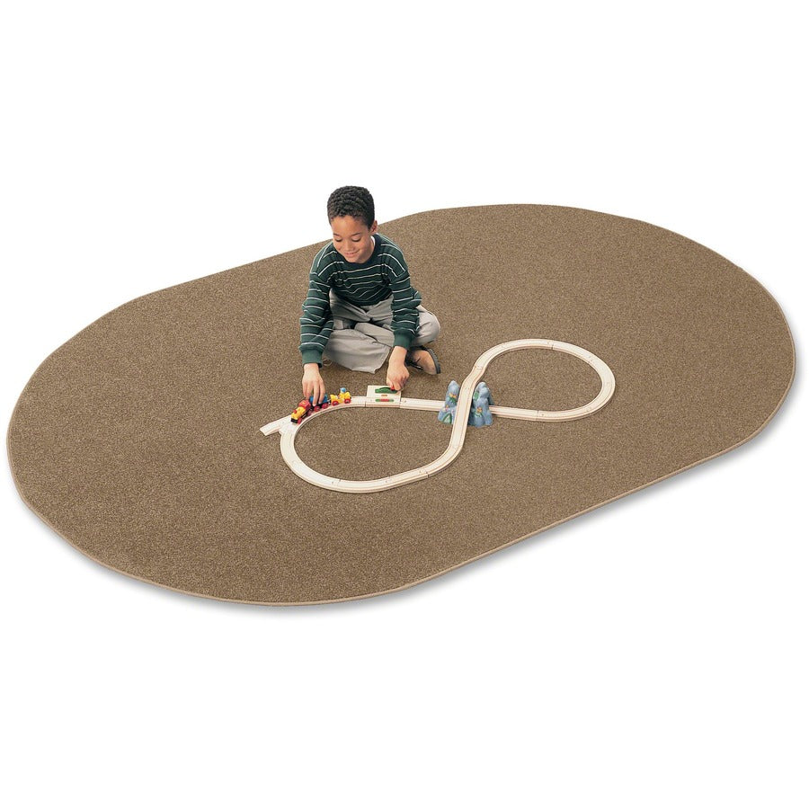 Carpets for Kids®, Solid Color Mt. St. Helens Carpet Rug - 108" Length x 72" Width - Oval - Tan - Nylon