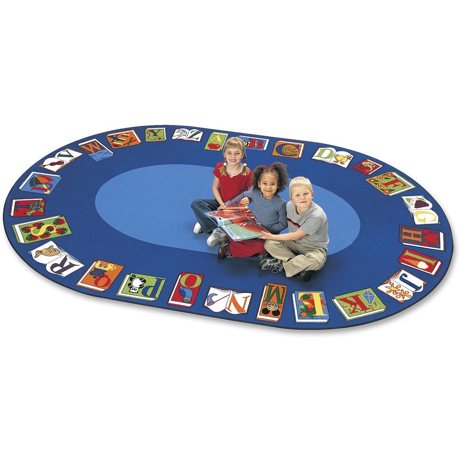 Carpets for Kids®, Premium Reading By The Book Oval Area Rug - Area Rug - 113" Length x 81" Width - Oval - Reading By The Book - Multi