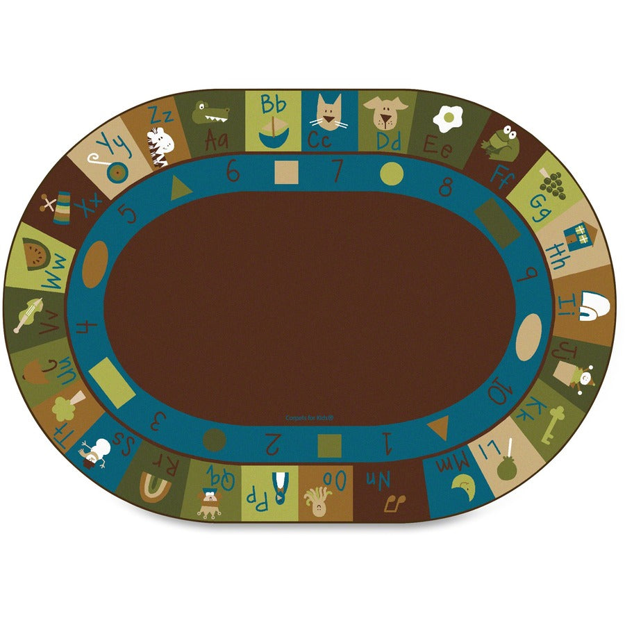 Carpets for Kids®, Premium Learning Blocks Nature Oval Rug - 11.67 ft Length x 99" Width - Oval - Learning Blocks Nature - Multi