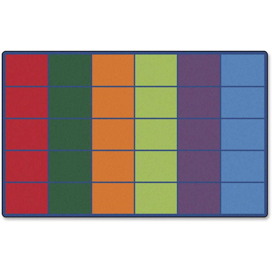 Carpets for Kids®, Premium Color Rows 30-Space Seating Rug - 13.33 ft Length x 100" Width - Rectangle - Multi
