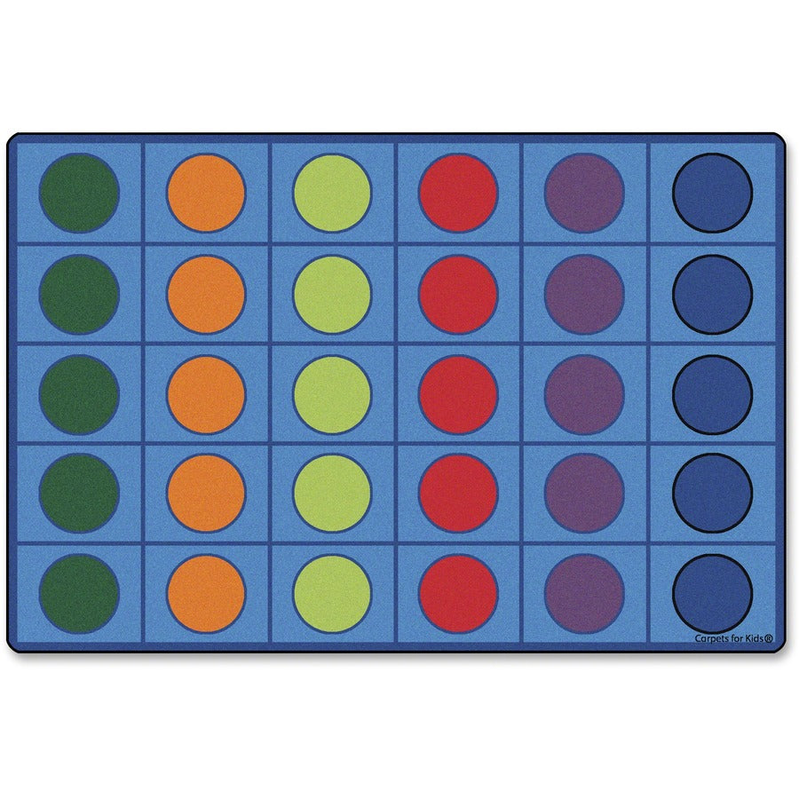 Carpets for Kids®, Premium Color Seating Circles Rug - 108" Length x 72" Width - Rectangle - Color Seating Circles - Multi